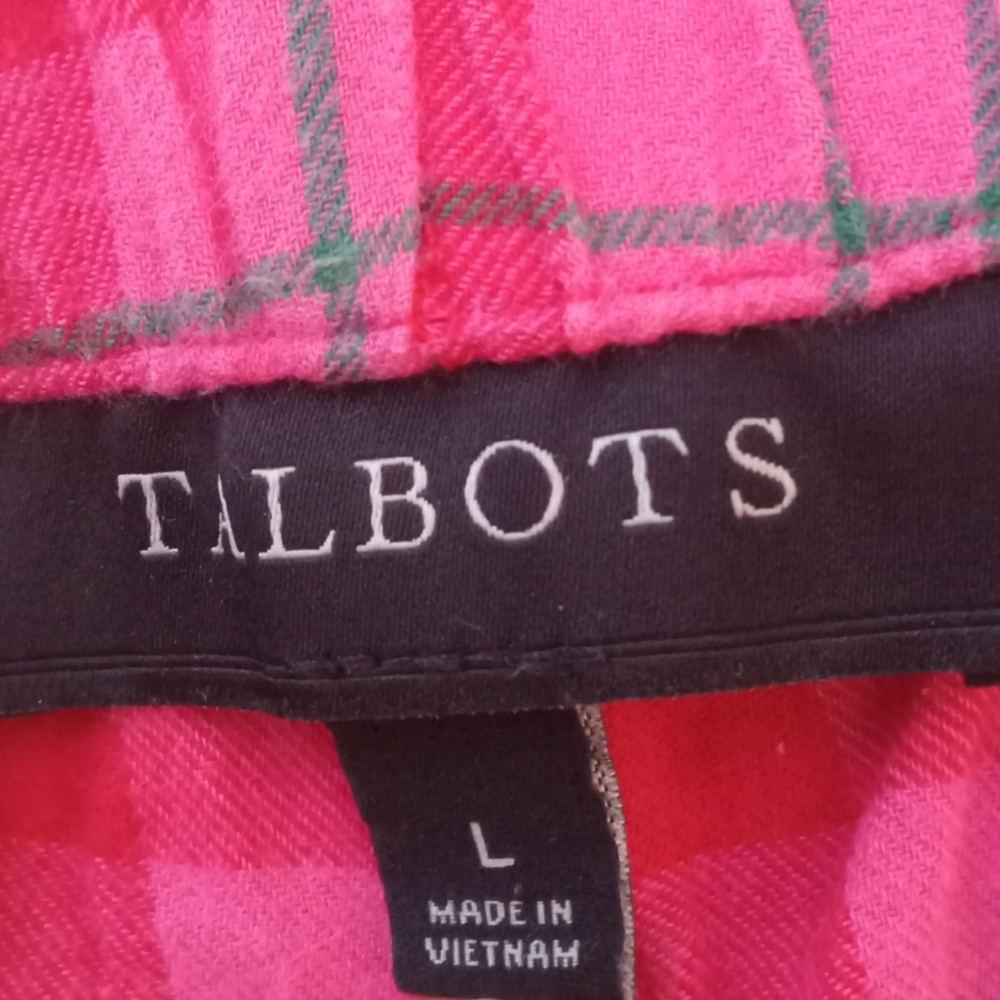 Women's Talbot's Pink Plaid Pajama Pants Large - Picture 3 of 3